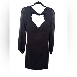 Brand New open back black dress with mesh sleeves